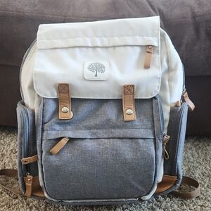 Stylish Gray and Tan Kids Diaper Bag